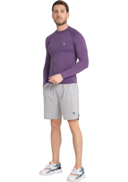 Erkek Uzun Kollu Mor Ter Tutmaz Fit Compression Spor Body Tshirt DMN1453797995 indirimleri