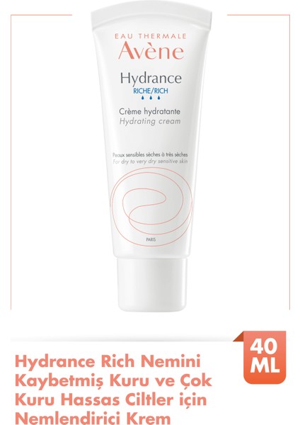 Hydrance Rich Çok Kuru ve Nemini Kaybetmiş Ciltler Için Nemlendirici Krem 40 ml