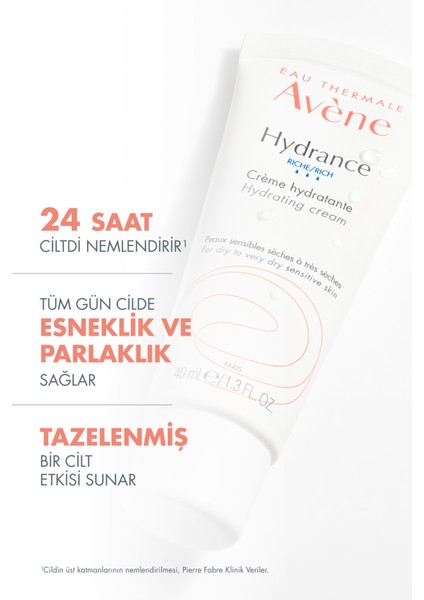 Hydrance Rich Çok Kuru ve Nemini Kaybetmiş Ciltler Için Nemlendirici Krem 40 ml