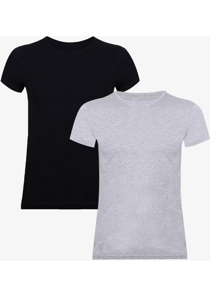 Erkek 2'li Basic Likralı T-Shirt