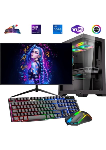 I7 13700F 16GB Ddr4 480SSD 12GB Arc B580 27" 165Hz Mon. Oyun Bilgisayarı