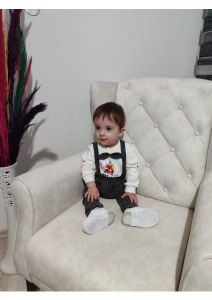 9-12-18 Ay Papyonlu Sweat Kot Pantolon 2li Erkek Bebek Salopet Takımı fırsatları