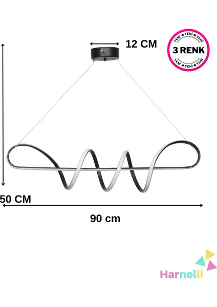 3 Renk Yanabilen Modern Ledli Avize