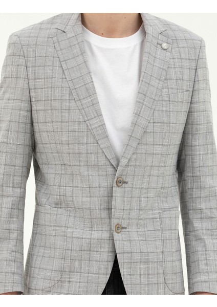 Erkek Gri Ex. Slim Fit Yün Karışımlı Ceket 50284931-VR024
