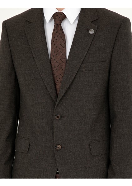 Erkek Kahverengi Slim Fit Takım Elbise 50292221-Vr029