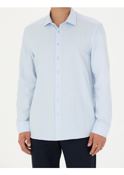 Erkek Açık Mavi Slim Fit Uzun Kollu Gömlek 50275511-VR003