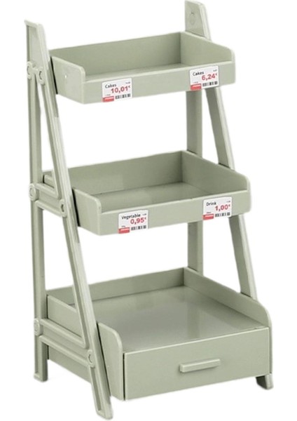 1/12 Minyatür Standı Mini Sergileme Rafı Simülasyonu Yeşil Katmanlı Raf (Yurt Dışından)