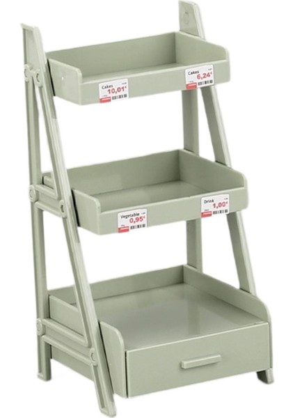 1/12 Minyatür Standı Mini Sergileme Rafı Simülasyonu Yeşil Katmanlı Raf (Yurt Dışından)