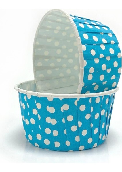 Muffin Orta Boy Kağıt Puantiyeli Mavi Cupcake Kek Kalıbı - 50 Adetlik 3 Paket modelleri