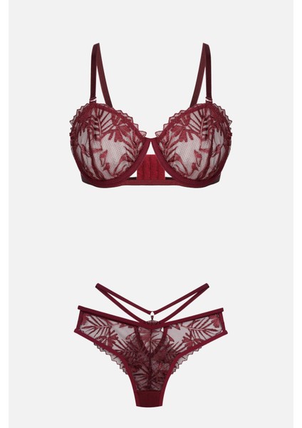 Kadın Brodeli Tüllü Dantelli Sütyen Takım