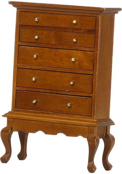 Bebek Evi 5 Çekmeceli Dolap Model 1/12 Bebek Evi Dikey Depolama Dolabı Kahverengi (Yurt Dışından) fırsatları