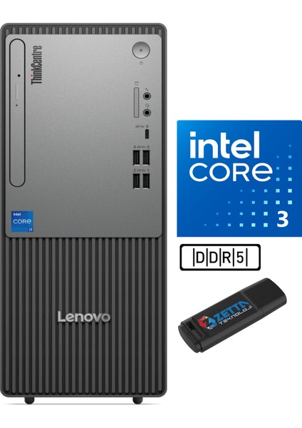 Thinkcentre Neo 50T Gen 5 Intel Core I3-13100 64GB Ddr5 2tb SSD Windows 11 Home Masaüstü Blgisayar NEO12UB0009TRH24+Zetta USB Bellek