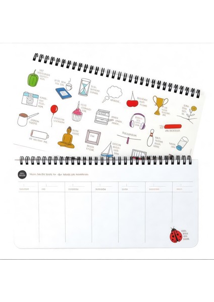 Stickerlı Spiralli Tarihsiz Haftalık Planlayıcı - Hisli Şeyler 3 'lü Set fiyatları