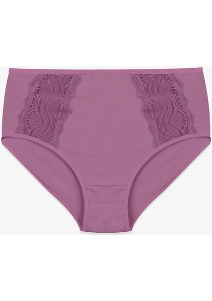 Kadın 3'lü Pamuklu Yan Dantelli Yüksek Bel Curve Külot