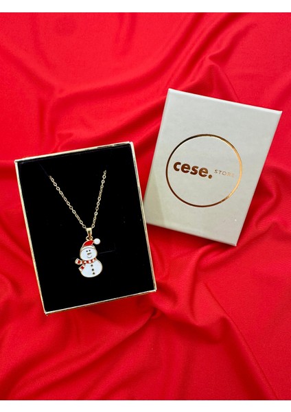 Celeste Shine Yılbaşı Temalı Ince Zincir Inci ve Zirkon Taş Detaylı Kardan Adam Uçlu Kolye fiyatları