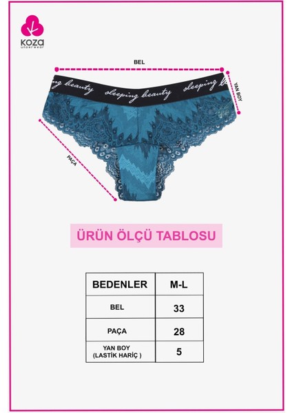 Kadın 4'lü Yazılı Lastikli Dantelli Külot