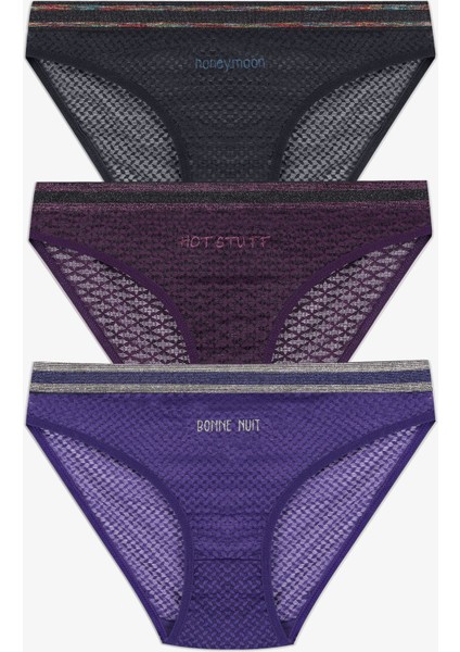 Kadın 3'lü Dantelli - Baskılı Külot