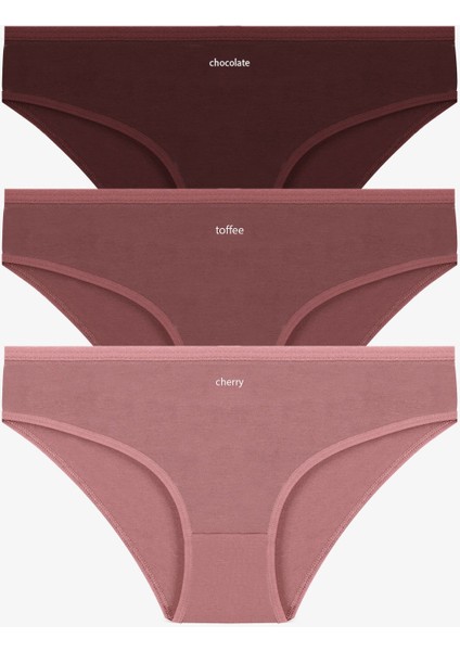 Kadın 3'lü Desenli Pamuklu Yüksek Bel Bato