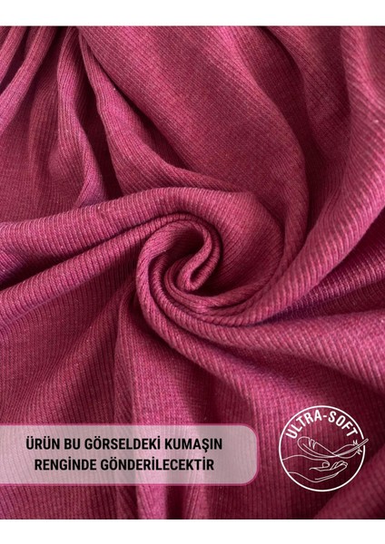 Kaşkorse V Yaka Body Sweatshirt, Fitilli Kumaş, Likralı, Fuşya Melanj fırsatları
