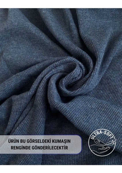 Kaşkorse V Yaka Body Sweatshirt, Fitilli Kumaş Likralı Bluz Indigo Melanj Badi fırsatları