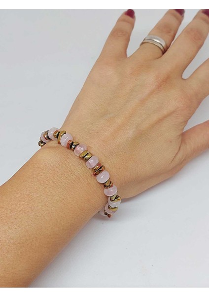 Pembe Kuvars Taşı Tasarım Bileklik (55890) modelleri