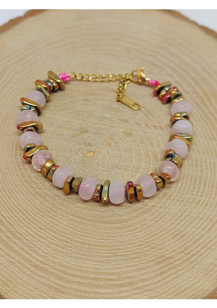 Pembe Kuvars Taşı Tasarım Bileklik (55890) fırsatları