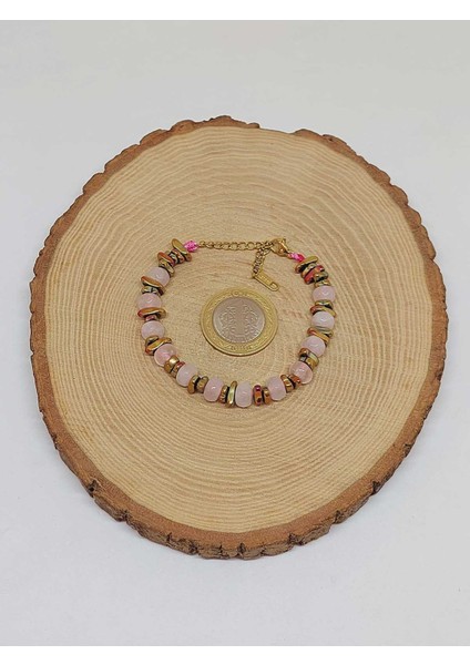 Pembe Kuvars Taşı Tasarım Bileklik (55890) indirimleri