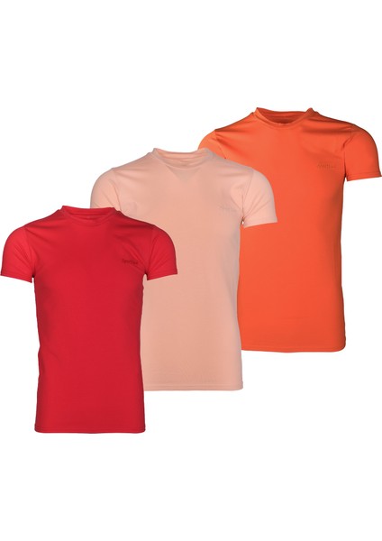 SF-04TS 3\'lü Set Kısa Kollu Sıfır Yaka Slim Fit Dar Kesim Tişört
