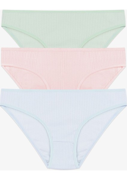 Kadın 3'lü Pamuklu Fitilli Külot