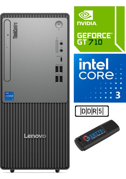 Thinkcentre Neo 50T Gen 5 Intel Core I3-13100 64GB Ddr5 512GB SSD 2GB/GT710 Windows 11 Pro Masaüstü Blgisayar NEO12UB0009TRVW22+Zetta USB Bellek
