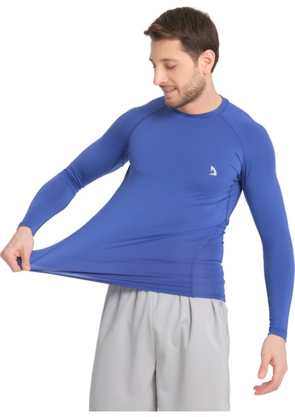 Erkek Uzun Kollu Sax Mavisi Fit Compression Fitness Spor Body Tshirt DMN1523279759 modelleri