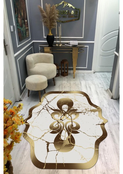 Kaymaz Taban Yıkanabilir Dijital Baskı Dekoratif Modern Desenli Elegance Serisi Lazer Kesim Dot Taban Halı ELG73