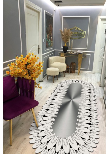 Kaymaz Taban Yıkanabilir Dijital Baskı Dekoratif Modern Desenli Elegance Serisi Lazer Kesim Dot Taban Halı ELG71