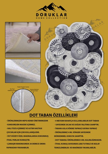 Kaymaz Taban Yıkanabilir Dijital Baskı Dekoratif Modern Desenli Elegance Serisi Lazer Kesim Dot Taban Halı ELG80 fiyatları