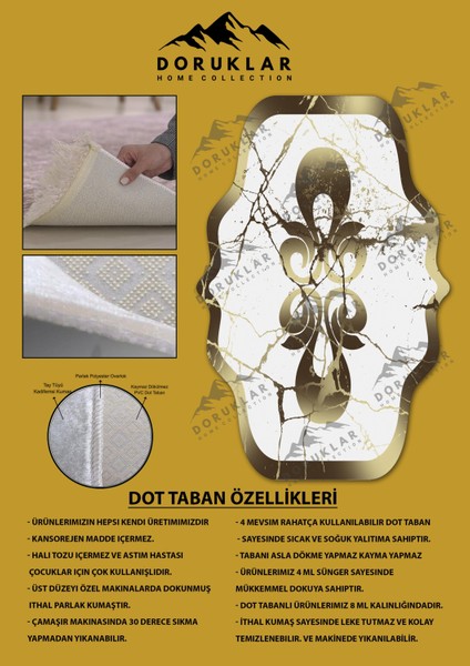 Kaymaz Taban Yıkanabilir Dijital Baskı Dekoratif Modern Desenli Elegance Serisi Lazer Kesim Dot Taban Halı ELG73
