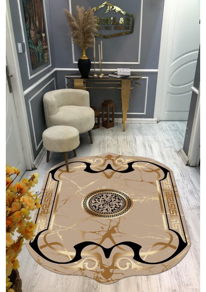 Kaymaz Taban Yıkanabilir Dijital Baskı Dekoratif Modern Desenli Elegance Serisi Lazer Kesim Dot Taban Halı ELG83