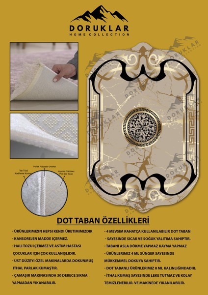 Kaymaz Taban Yıkanabilir Dijital Baskı Dekoratif Modern Desenli Elegance Serisi Lazer Kesim Dot Taban Halı ELG83