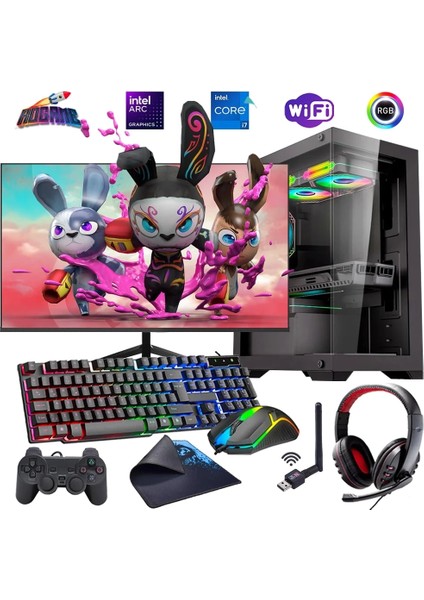 I7 12700F 16GB Ddr4 480SSD 12GB Arc B580 24" Mon. Oyun Bilgisayarı (Gaming Set)