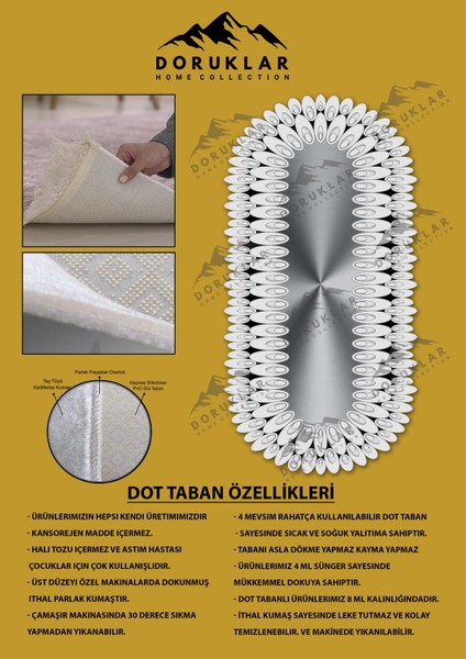 Kaymaz Taban Yıkanabilir Dijital Baskı Dekoratif Modern Desenli Elegance Serisi Lazer Kesim Dot Taban Halı ELG71