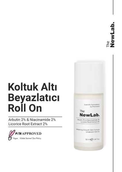 Arbutin, Niacinamide ve Meyan Kökü Özü içerikli Koltuk Altı Beyazlatıcı Roll on 50 ml