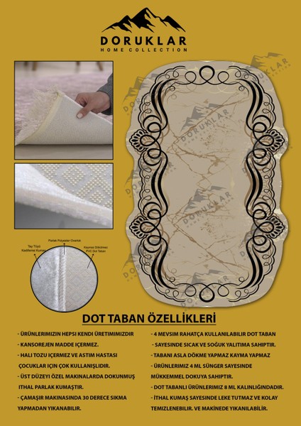 Kaymaz Taban Yıkanabilir Dijital Baskı Dekoratif Modern Desenli Elegance Serisi Lazer Kesim Dot Taban Halı ELG82 fiyatları