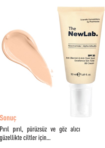 The Newlab ve Leke Cilt Tonu Eşitleyici Spf 30 Bb Krem-Niacinamide+Alpha Arbutin 50 ml