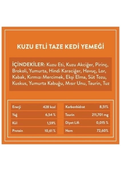 Fresh Kuzu Etli Hipoalerjenik Taze Kedi Yemeği 85 gr