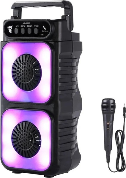 LF1576 Rgb Ledli Mikrofonlu Radyolu Bluetooth Hoparlör