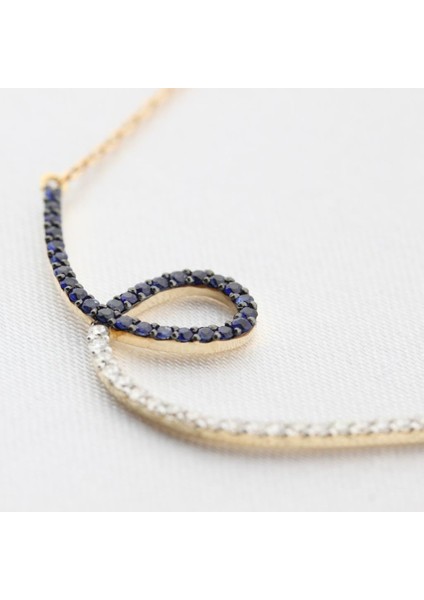 0.19 Karat Pırlanta, 0.21 Karat Safir Kolye PN1091MZ