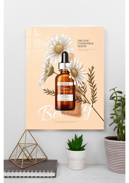 Organik Serum Kozmetik Cam Tablo | Hediyelik, Dekoratif, Ofis, Mutfak