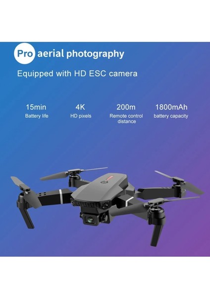 E88 4K Hd Çift Kameralı Drone App Kontrol Wifi Li Katlanabilir