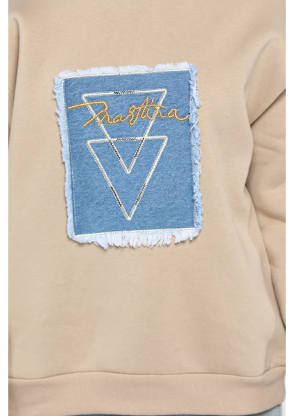 Kadın Bisiklet Yaka Üç İplik Şardonlu Sweatshirt P-00014198