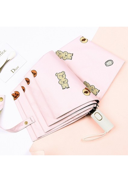 Vinil Güneş Koruyucu Üç Katlı Katlanır Umbrla, Stil: Otomatik Pembe (Yurt Dışından) fırsatları