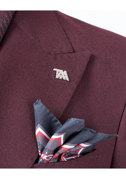 Italyan Stil Slim Fit Kruvaze Sivri Yaka Erkek Ceket Bordo T13293 modelleri